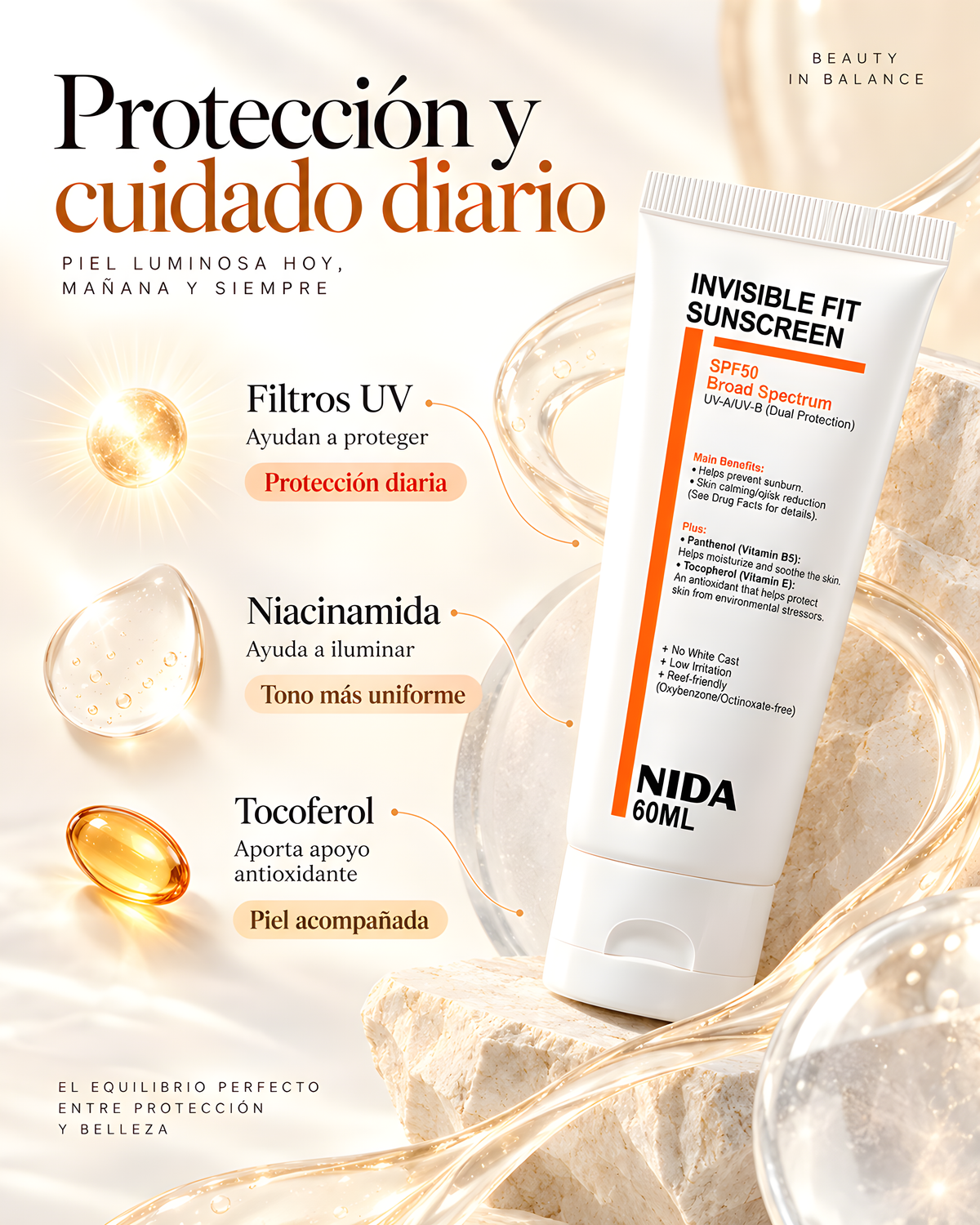 NIDA Invisible Fit Sun Serum SPF50+ 60ml
